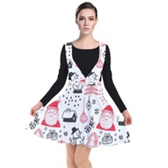 Christmas Themed Seamless Pattern Plunge Pinafore Dress by Vaneshart