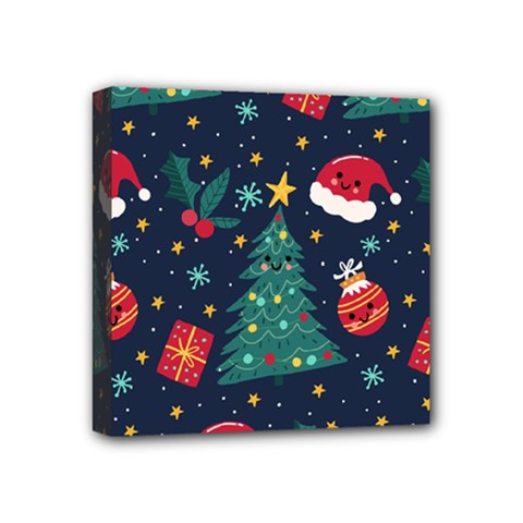 Colorful Funny Christmas Pattern Mini Canvas 4  X 4  (stretched) by Vaneshart