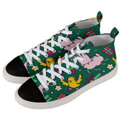 Funny Decoration Christmas Pattern Background Men s Mid-top Canvas Sneakers by Vaneshart