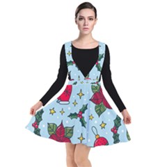 Colorful Funny Christmas Pattern Plunge Pinafore Dress by Vaneshart