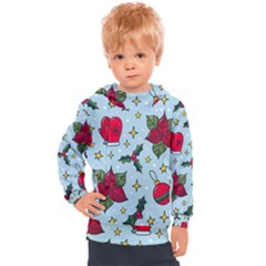 Colorful Funny Christmas Pattern Kids  Hooded Pullover by Vaneshart