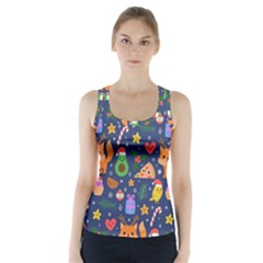 Colorful Funny Christmas Pattern Racer Back Sports Top by Vaneshart