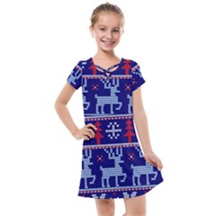 Knitted Christmas Pattern Kids  Cross Web Dress by Vaneshart