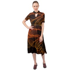 Circle Fractals Pattern Keyhole Neckline Chiffon Dress by HermanTelo