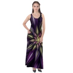 Fractal Flower Floral Abstract Sleeveless Velour Maxi Dress by HermanTelo