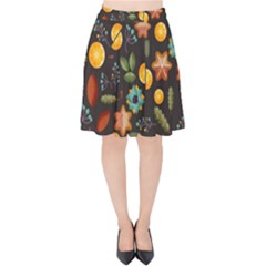 Christmas Seamless Pattern Velvet High Waist Skirt by Vaneshart