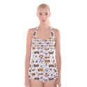 Animal Patterns Safari Boyleg Halter Swimsuit  View1