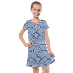 Beautiful Knitted Christmas Pattern Kids  Cross Web Dress by Vaneshart