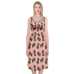 Daisy Pink Midi Sleeveless Dress by snowwhitegirl