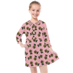 Daisy Pink Kids  Quarter Sleeve Shirt Dress by snowwhitegirl