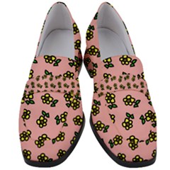 Daisy Pink Women s Chunky Heel Loafers by snowwhitegirl