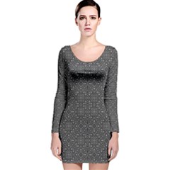 Black And White Ethnic Pattern Long Sleeve Velvet Bodycon Dress by RedPanda