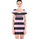 Black and Light Pastel Pink Large Stripes Goth Mime french style Short Sleeve Bodycon Dress View1