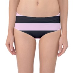 Black And Light Pastel Pink Large Stripes Goth Mime French Style Mid-waist Bikini Bottoms by genx