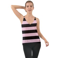 Black And Light Pastel Pink Large Stripes Goth Mime French Style Chiffon Cami by genx