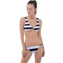 Black and White Large Stripes Goth Mime french style Ring Detail Crop Bikini Set View1