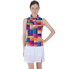 Abstract Geometry Blocks Women s Sleeveless Polo Tee by Bajindul