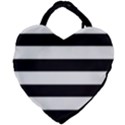 Black and White Large Stripes Goth Mime french style Giant Heart Shaped Tote View2