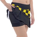 Checkerboard Pattern Black and Yellow Ancap Libertarian Tennis Skorts View3