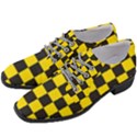 Checkerboard Pattern Black and Yellow Ancap Libertarian Women Heeled Oxford Shoes View2