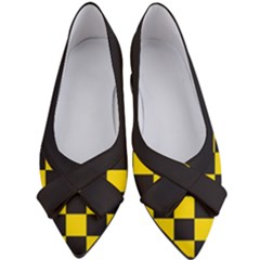 Checkerboard Pattern Black And Yellow Ancap Libertarian Women s Bow Heels by snek