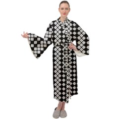 White Plaid Texture Maxi Velour Kimono by Mariart