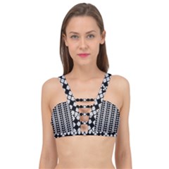 White Plaid Texture Cage Up Bikini Top by Mariart