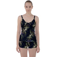 Fractal Texture Pattern Tie Front Two Piece Tankini by HermanTelo