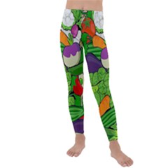 Vegetables Bell Pepper Broccoli Kids  Lightweight Velour Leggings by HermanTelo