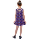 Retro Girls Dress In Black Pattern Blue Kids  Cross Back Dress View2