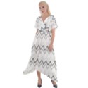 Chevrons Gris/Blanc Cross Front Sharkbite Hem Maxi Dress View1