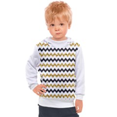 Black And Gold Glitters Zigzag Retro Pattern Golden Metallic Texture Kids  Hooded Pullover by genx