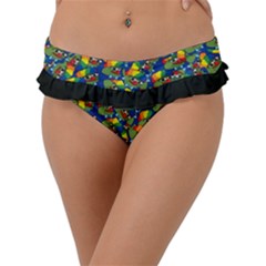 Clown World Pepe The Frog Honkhonk Meme Kekistan Funny Pattern Blue  Frill Bikini Bottom by snek