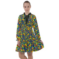 Clown World Pepe The Frog Honkhonk Meme Kekistan Funny Pattern Blue  All Frills Chiffon Dress by snek