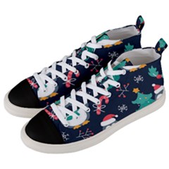 Colorful Funny Christmas Pattern Men s Mid-top Canvas Sneakers by Vaneshart