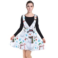 Christmas Snowman Seamless Pattern Plunge Pinafore Dress by Vaneshart