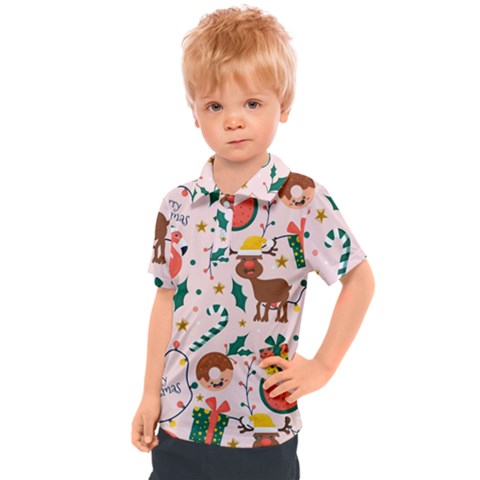 Colorful Funny Christmas Pattern Merry Xmas Kids  Polo Tee by Vaneshart