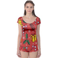 Colorful Funny Christmas Pattern Boyleg Leotard  by Vaneshart