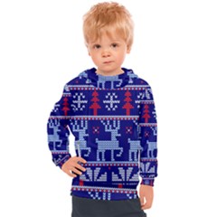 Knitted Christmas Pattern Kids  Hooded Pullover by Vaneshart