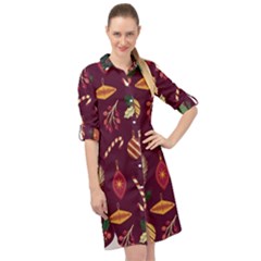 Christmas Pattern Collection Flat Design Long Sleeve Mini Shirt Dress by Vaneshart