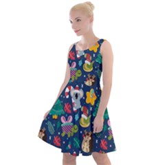 Colorful Funny Christmas Pattern Knee Length Skater Dress by Vaneshart