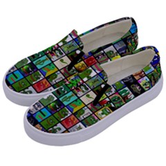 Pepe The Frog Memes Of 2019 Picture Patchwork Pattern Kids  Canvas Slip Ons by snek