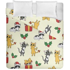 Christmas Funny Pattern Cat Duvet Cover Double Side (california King Size) by Vaneshart