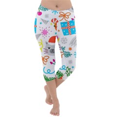 Funny Christmas Pattern Lightweight Velour Capri Yoga Leggings by Vaneshart