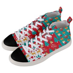 Funny Christmas Pattern Hohoho Men s Mid-top Canvas Sneakers by Vaneshart