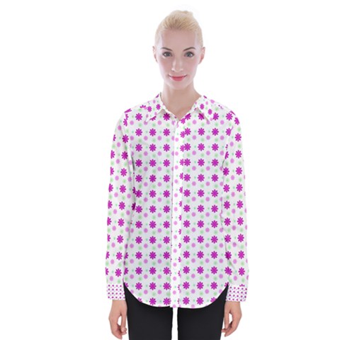 Background Flowers Multicolor Purple Womens Long Sleeve Shirt by HermanTelo