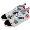 Christmas Gifts Pattern With Flowers Leaves Men s Mid-Top Canvas Sneakers View2