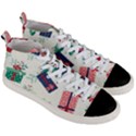 Christmas Gifts Pattern With Flowers Leaves Men s Mid-Top Canvas Sneakers View3