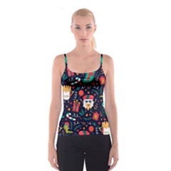 Colorful Funny Christmas Pattern Spaghetti Strap Top by Vaneshart