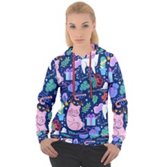 Colorful Funny Christmas Pattern Pig Animal Women s Overhead Hoodie by Vaneshart